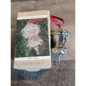 Hallmark 1993 silver Santa ornament Xmas decor